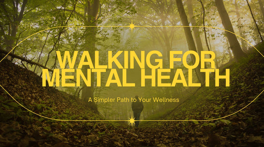 A person distantly walking in a deep forest at the dawn to signify that walking is good for your mental health.