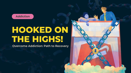 A chained box by 2 young adults explaining its easy to get hooked on the highs - Overcoming addiction is the path to recovery by Happetive