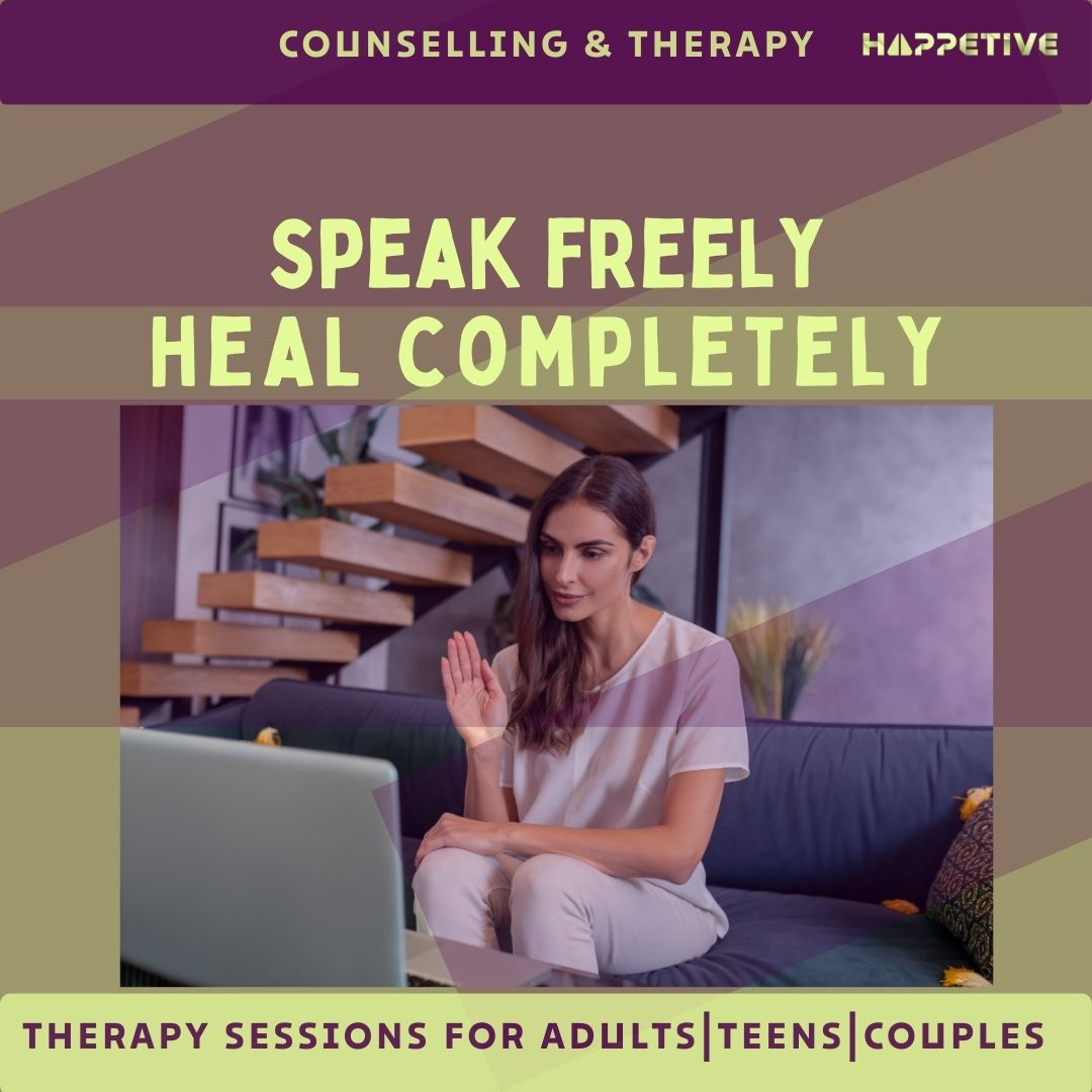 Therapy and counseling on mental health conditions by trained experts of Happetive