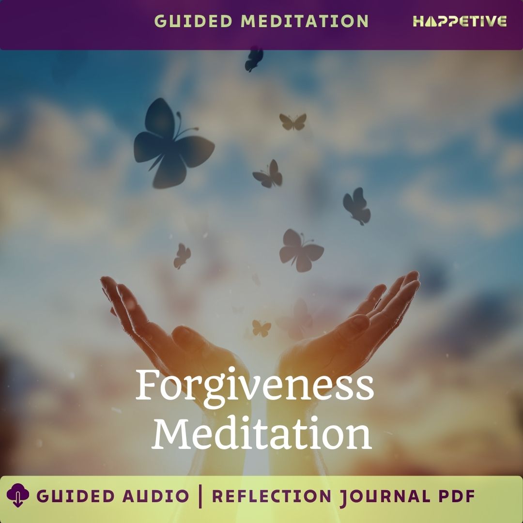 Guided meditation audio and customized reflection journal for overcoming hurt, practicing forgiveness, and achieving emotional healing by Happetive.