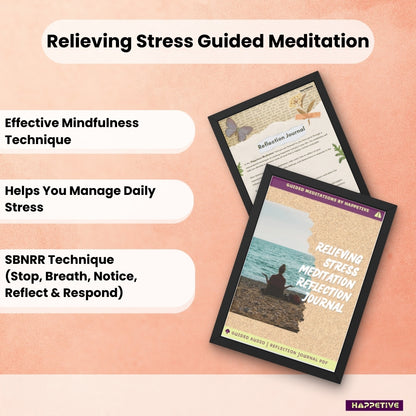 Guided meditation audio and reflection journal for relieving stress by Happetive