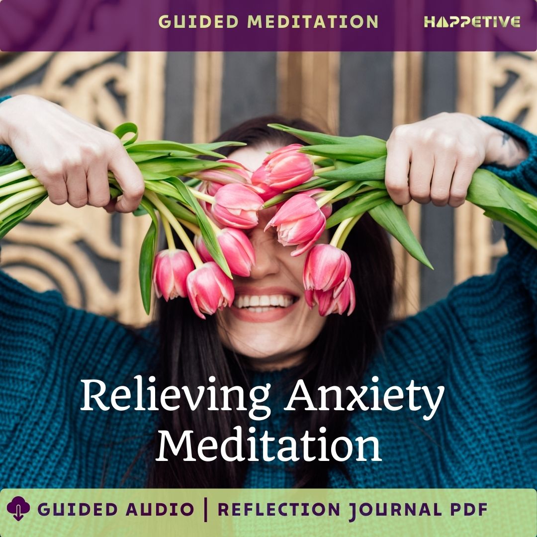 Guided meditation audio and customized reflection journal for relieving anxiety, calming the mind, and managing workplace anxiety by Happetive.