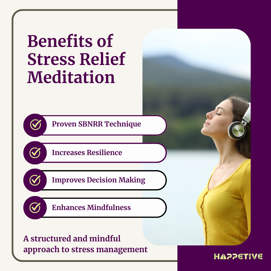 Benefits of stress relief meditation by Happetive