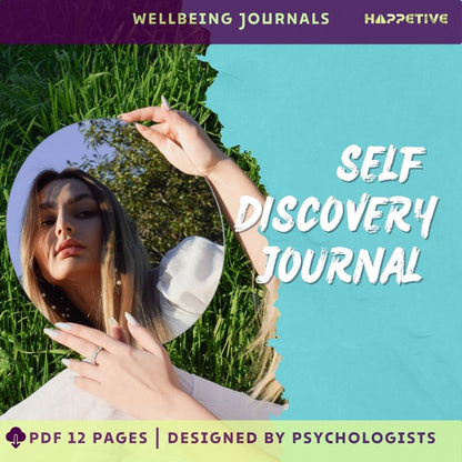 Happetive’s Self Discovery Journal, featuring guided prompts for personal growth and understanding yourself.