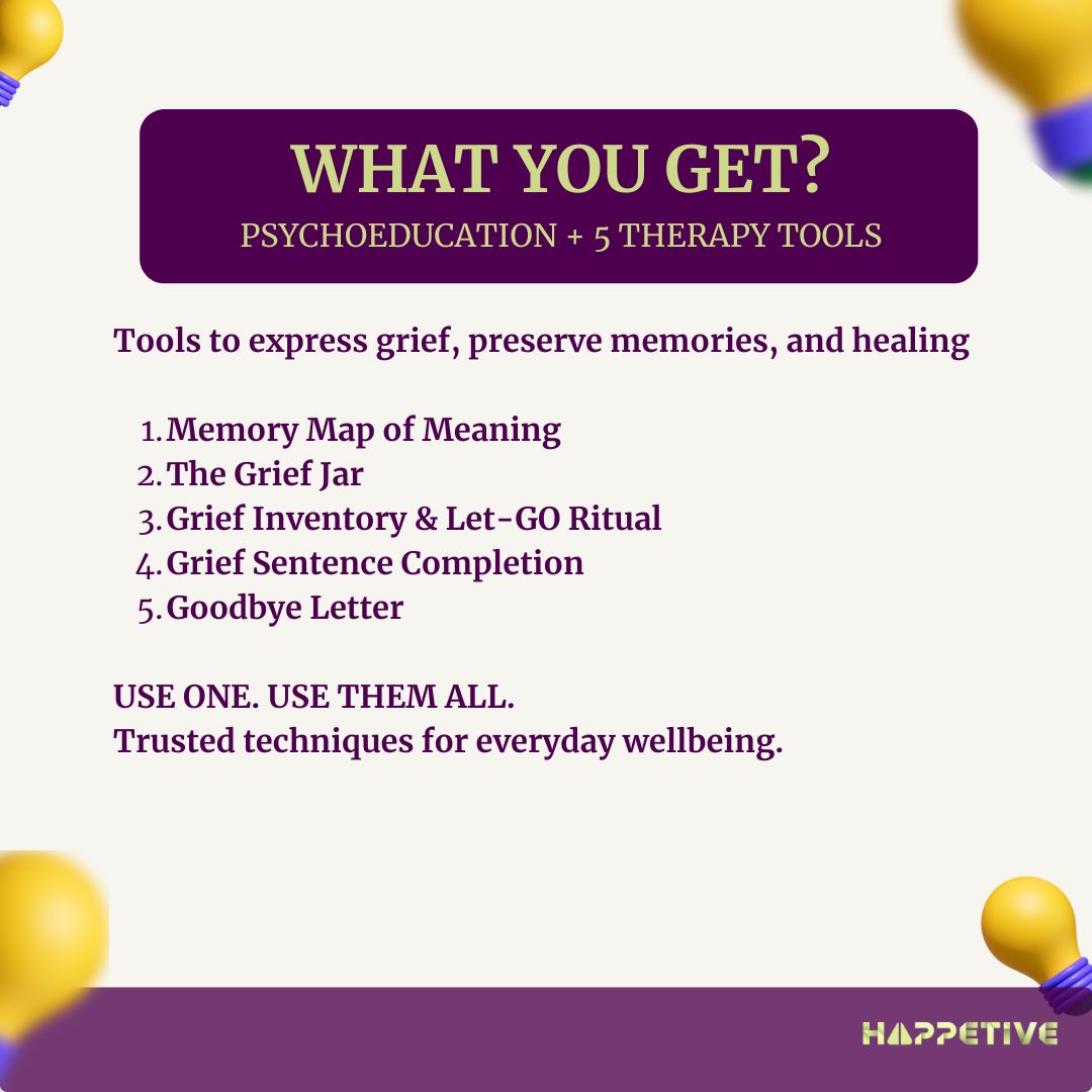 Promotional graphic for psychoeducation and therapy tools on a white background with purple text box.