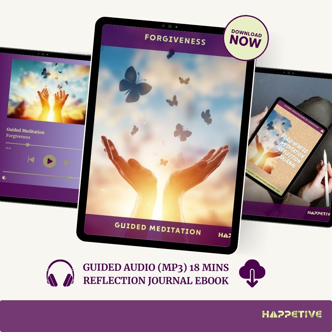 Digital display of Forgiveness guided meditation download including 18-minute audio and reflection journal eBook - Happetive.