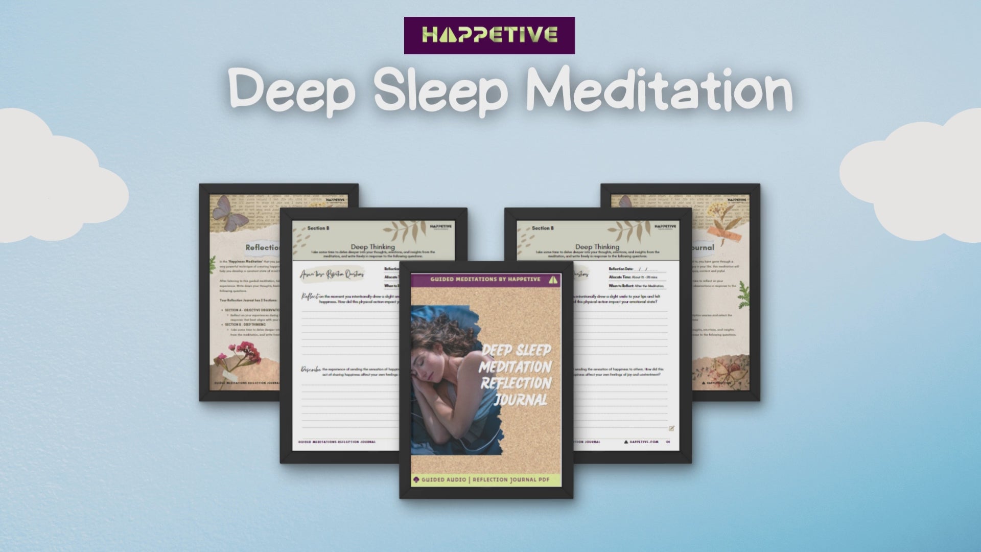 Guided meditation audio and reflection journal for deep sleep and relaxation by Happetive